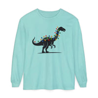 Christmas Dinosaur Long Sleeve Shirt with Twinkling Lights for Holiday Fun - Ocean State Styles