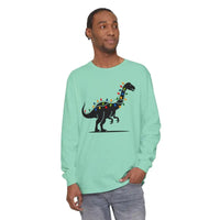 Christmas Dinosaur Long Sleeve Shirt with Twinkling Lights for Holiday Fun - Ocean State Styles