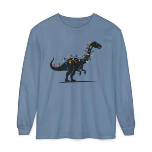 Christmas Dinosaur Long Sleeve Shirt with Twinkling Lights for Holiday Fun - Ocean State Styles