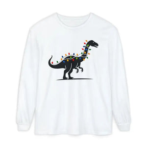Christmas Dinosaur Long Sleeve Shirt with Twinkling Lights for Holiday Fun - Ocean State Styles