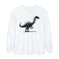 Christmas Dinosaur Long Sleeve Shirt with Twinkling Lights for Holiday Fun - Ocean State Styles