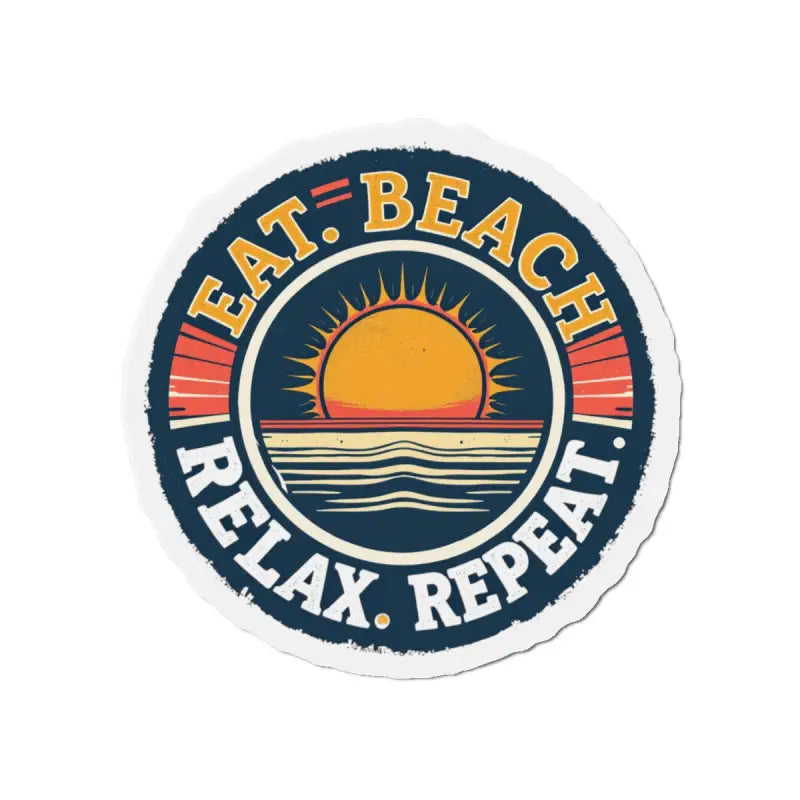Circular beach-themed sticker showcasing a vibrant design for decoration and collection