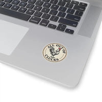Circular Chicken Emblem Sticker Set with Humorous Phrase All Out of Clucks - Ocean State Styles