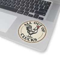 Circular Chicken Emblem Sticker Set with Humorous Phrase All Out of Clucks - Ocean State Styles