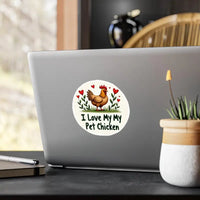 Circular Chicken Sticker with Hearts for Home Decor Vinyl Decal - Ocean State Styles