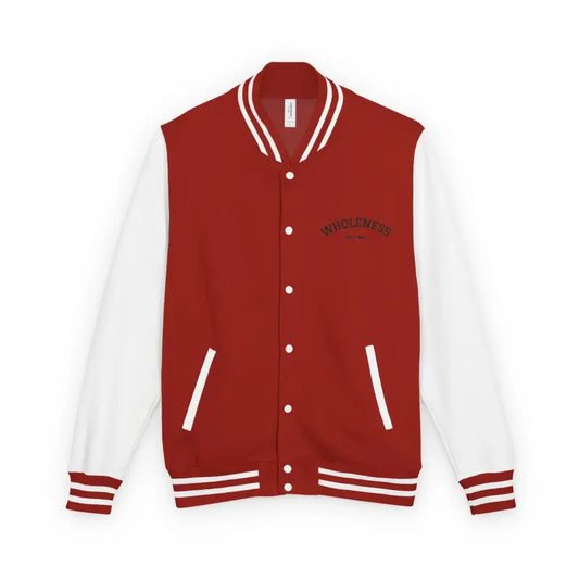 Red and white varsity jacket from the Classic Varsity Jacket Collection