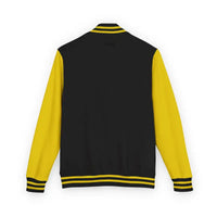 Black and yellow varsity jacket with striped cuffs and collar from Classic Varsity Jacket Collection