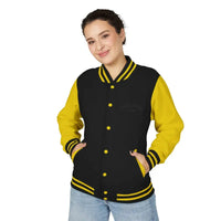 Black and yellow varsity jacket with ribbed cuffs and hem from Classic Varsity Jacket Collection