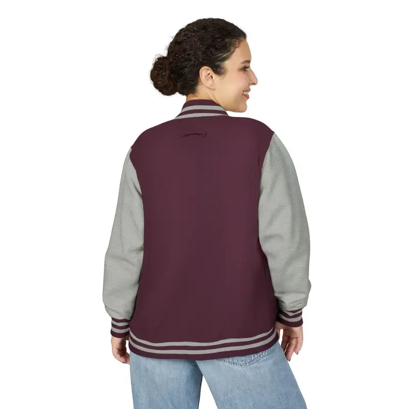 Maroon and grey varsity jacket from the Classic Varsity Jacket Collection