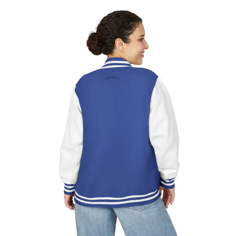 Royal blue and white varsity jacket from the Classic Varsity Jacket Collection