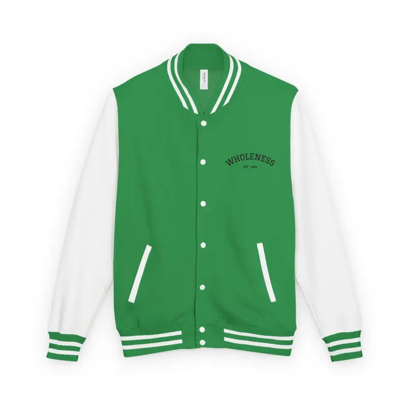 Green and white varsity jacket from the Classic Varsity Jacket Collection