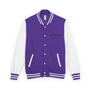 Purple and white varsity jacket from Classic Varsity Jacket Collection