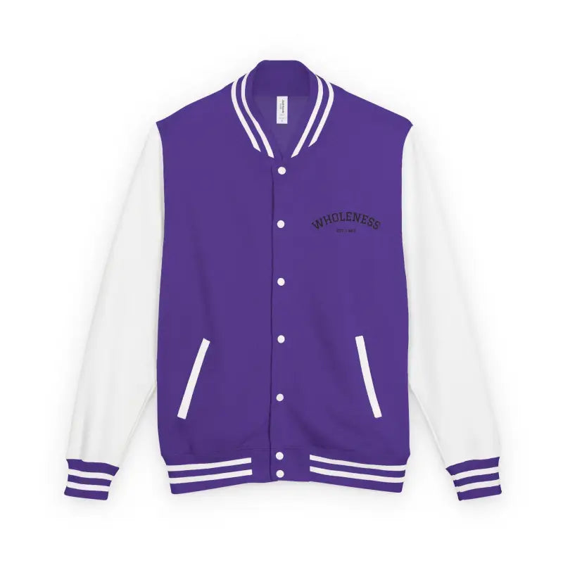 Purple and white varsity jacket from Classic Varsity Jacket Collection