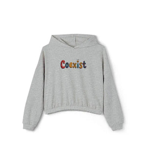 Coexist Women's Cinched Bottom Hoodie in Olive Green Black Beige - Ocean State Styles