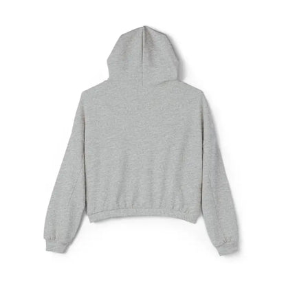 Gray hooded sweatshirt featuring a cinched bottom perfect for casual wear