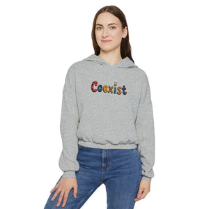 Coexist Women's Cinched Bottom Hoodie in Olive Green Black Beige - Ocean State Styles