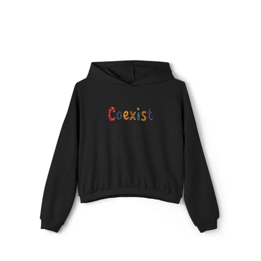 Coexist Women's Cinched Bottom Hoodie in Olive Green Black Beige - Ocean State Styles