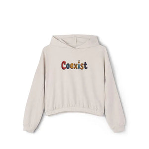 Coexist Women's Cinched Bottom Hoodie in Olive Green Black Beige - Ocean State Styles