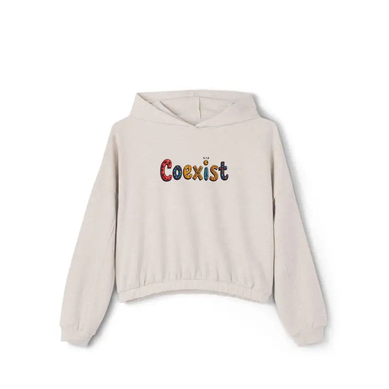 Coexist Women's Cinched Bottom Hoodie in Olive Green Black Beige - Ocean State Styles