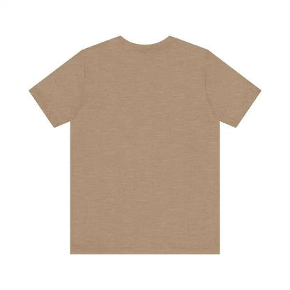 Beige short-sleeved Coffee Lover Tee Unisex Jersey T Shirt displayed on a neutral background