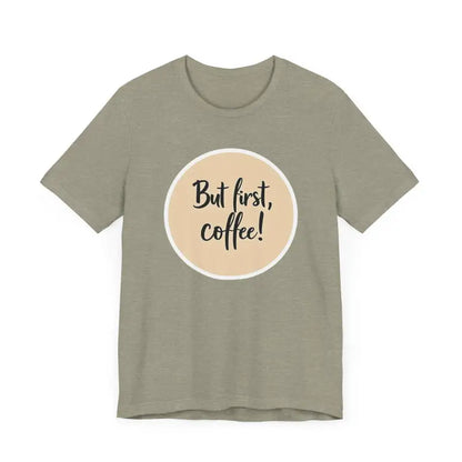 Gray Coffee Lover Tee Unisex Jersey T-Shirt featuring a trendy coffee slogan