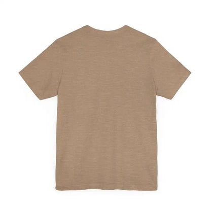 Tan short-sleeved Coffee Lover Tee Unisex Jersey T Shirt displayed for sale