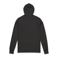 Black long-sleeve hooded T-shirt featuring the Colorful Brick House Logo design