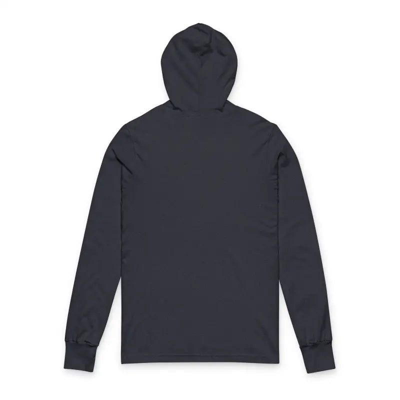 Dark grey long-sleeved hooded sweatshirt with Colorful Brick House Logo design