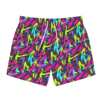 Colorful Patterned Neon Splash Swim Trunks for Beach and Pool Fun - Ocean State Styles