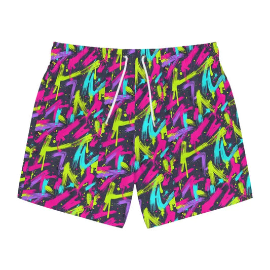 Colorful Patterned Neon Splash Swim Trunks for Beach and Pool Fun - Ocean State Styles