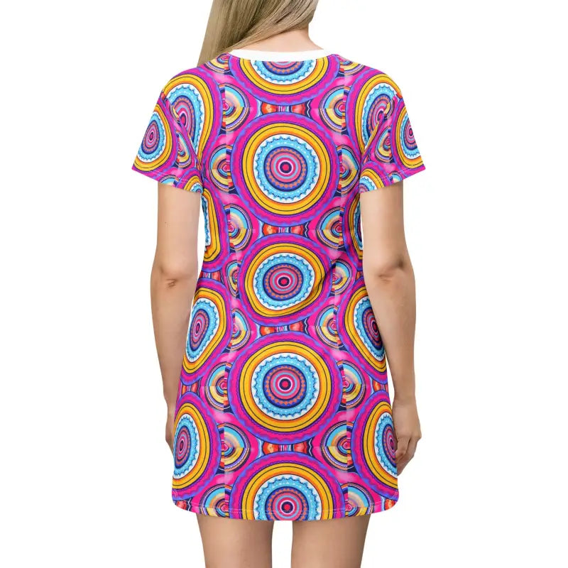 Colorful Patterned T Shirt Dress Bohemian Summer Essential - Ocean State Styles