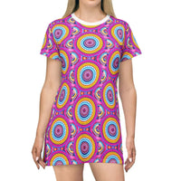 Colorful Patterned T Shirt Dress Bohemian Summer Essential - Ocean State Styles
