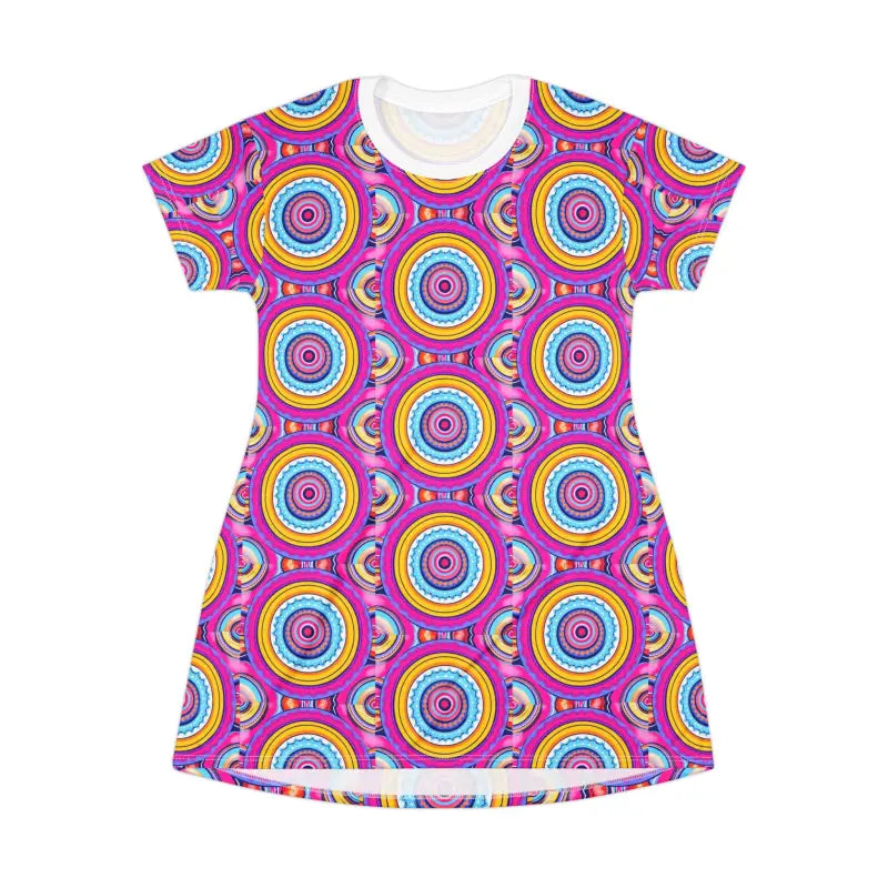 Colorful Boho T-Shirt Dress showcasing vibrant patterns ideal for summer fashion