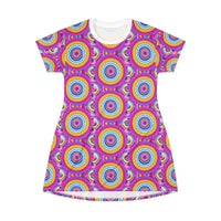 Colorful Patterned T Shirt Dress Bohemian Summer Essential - Ocean State Styles