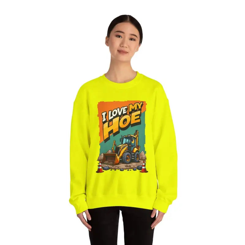 Construction Vehicle Crewneck Sweatshirt I Love My Hoe Backhoe Joke Gift - Ocean State Styles