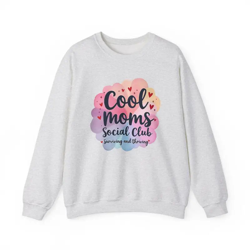 White Cool Moms Social Club Crewneck Sweatshirt featuring a stylish design