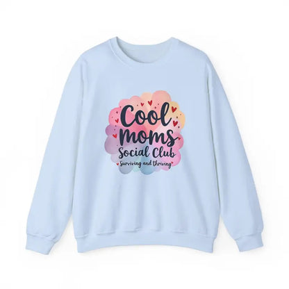Light blue Cool Moms Social Club Crewneck Sweatshirt featuring stylish design