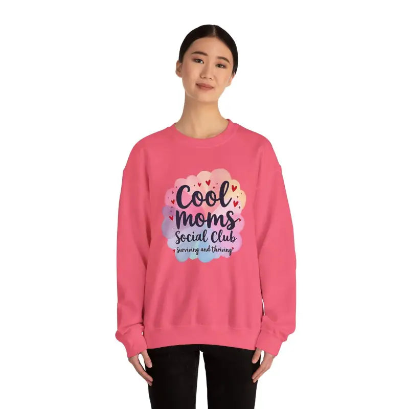 Pink Cool Moms Social Club Crewneck Sweatshirt featuring stylish design