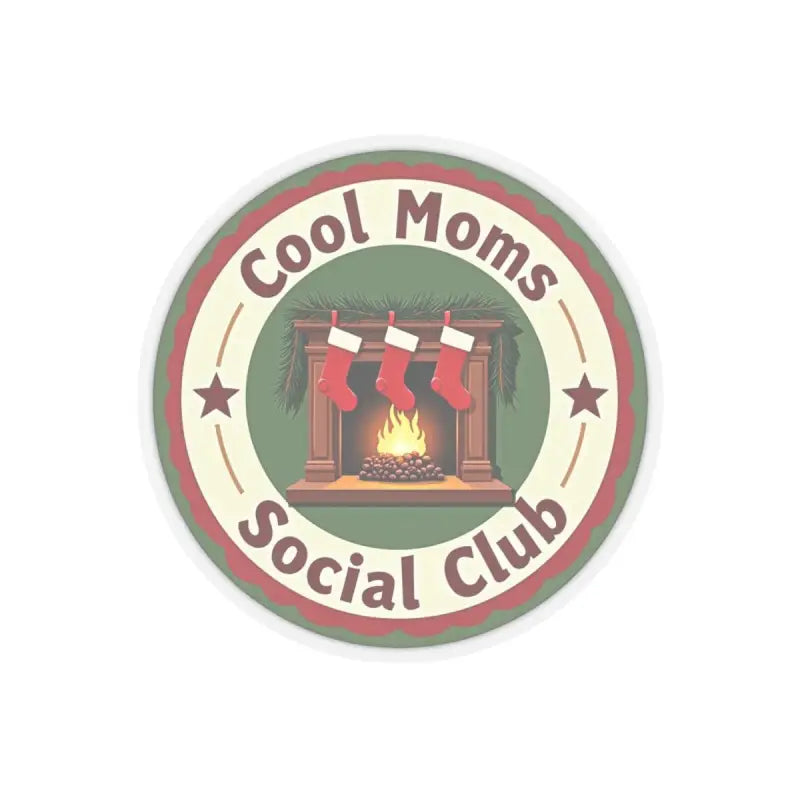 Circular Cool Moms Social Club sticker on the Cool Moms Social Club Holiday Sticker