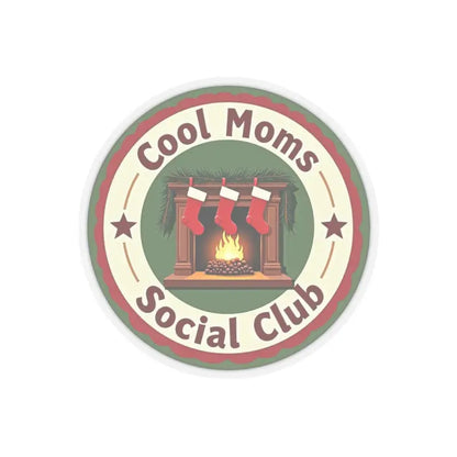 Circular Cool Moms Social Club sticker on the Cool Moms Social Club Holiday Sticker