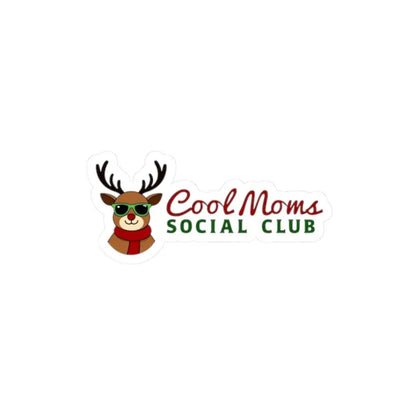 Cool Moms Social Club logo with reindeer on holiday decor sticker design