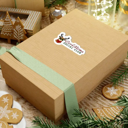 Gift box with ribbon for Cool Moms Social Club Reindeer Sticker Holiday decor