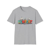 Coral Pink Oversized Crew Neck T-Shirt with Newport Sailboat Graphic