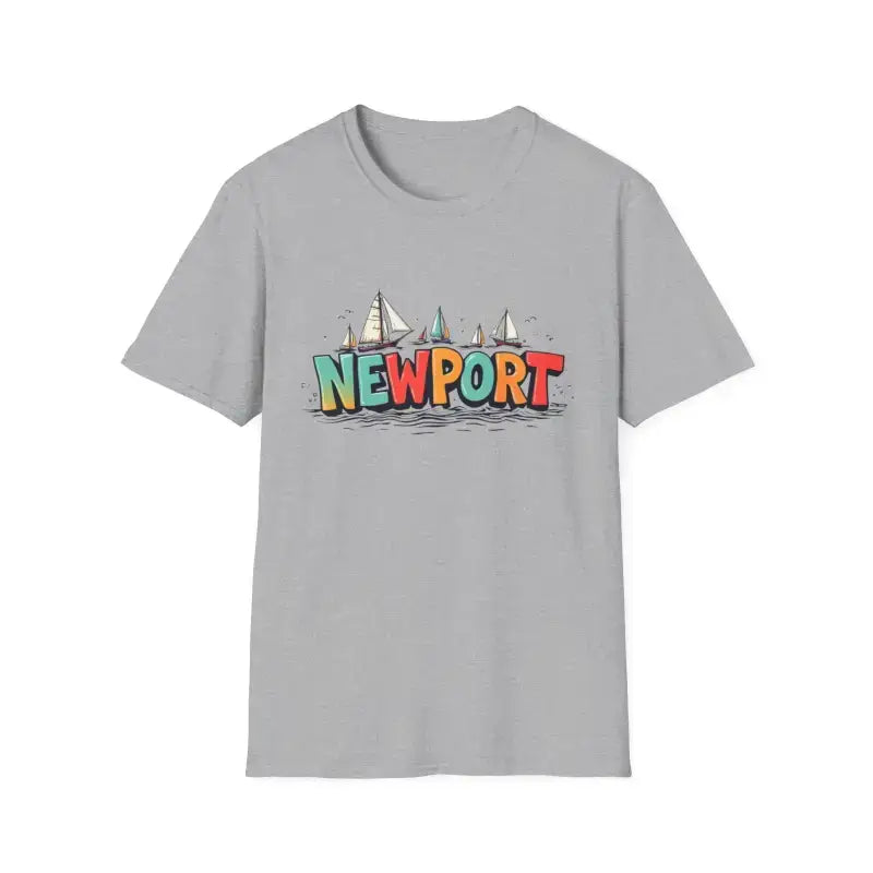 Coral Pink Oversized Crew Neck T-Shirt with Newport Sailboat Graphic