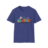 Coral pink oversized crew neck T-shirt with Newport sailboat graphic