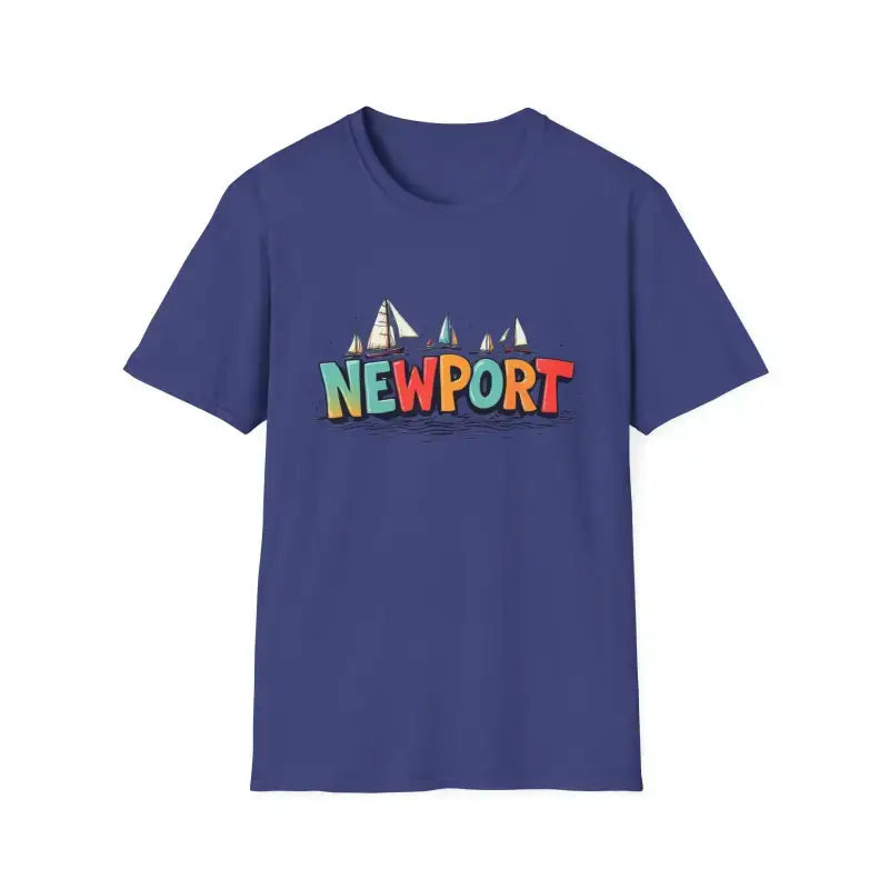 Coral pink oversized crew neck T-shirt with Newport sailboat graphic