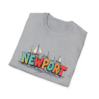 Coral Pink Oversized Crew Neck T-Shirt with Newport Sailboat Graphic
