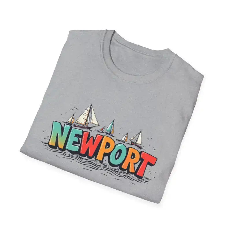 Coral Pink Oversized Crew Neck T-Shirt with Newport Sailboat Graphic