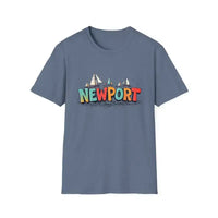 Coral Pink Oversized Crew Neck T-Shirt with Newport Sailboat Graphic