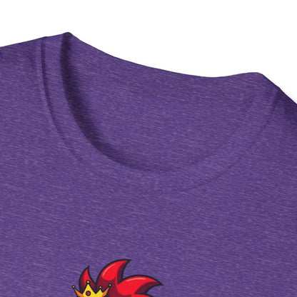 Purple heathered t-shirt featuring Crazy Chicken Lady design for casual wear
